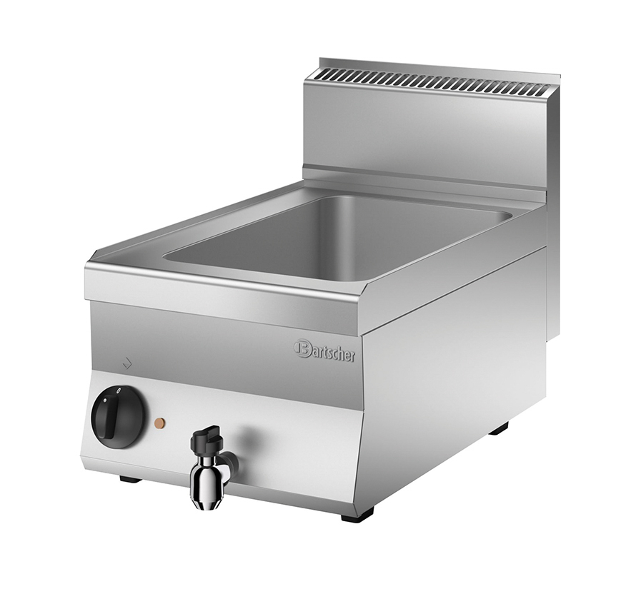 Bartscher Bain Marie 650, B400, 1/1GN | Frequenz:50/60 Hz | Maße: 40 x 65 x 29,5 cm. Gewicht: 15 kg