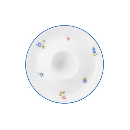 Seltmann Eierbecher mit Ablage, rund, Form: Community, Dekor: 57390 Streublume blaue Linie, hohe Kantenschlagfestigkeit, Made in Germany