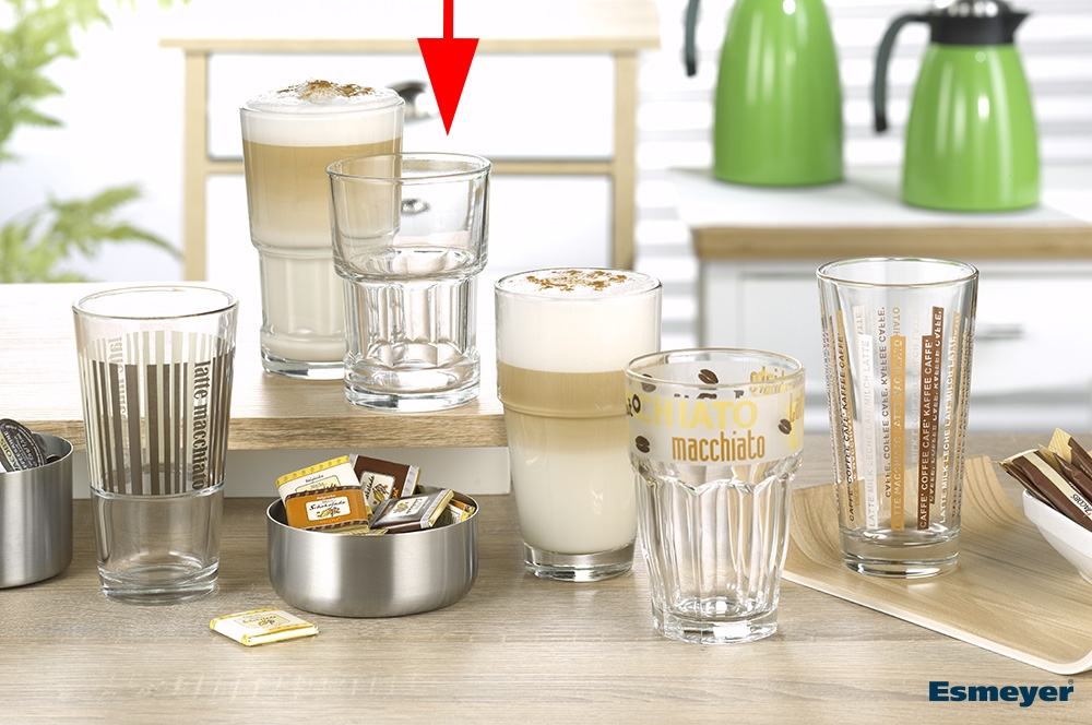 Becherglas TRIBEKA, Inhalt 0,35 Liter, Höhe: 120 mm, Durchmesser: 84 mm, stapelbar, gehärtet, für Heiß- und Kaltgetränke.