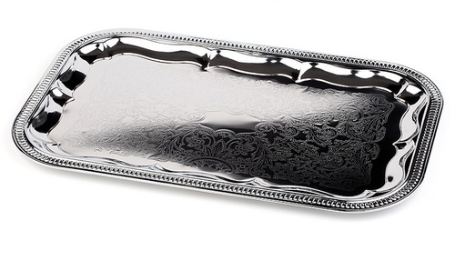 GN 1/1 Partyplatte 53 x 32,5 cm, Metall vernickelt und glanzverchromt Innenfläche ziseliert Rand eingerollt nicht