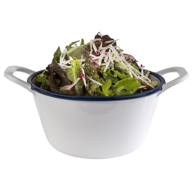 APS Schale -ENAMEL LOOK-, 21,5 x 16,5 cm, H: 9,5 cm, Melamin, weiß, blauer Rand, 1 Liter