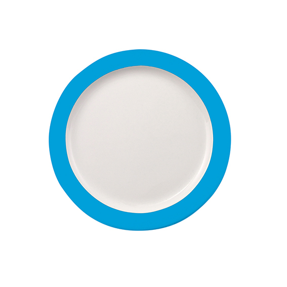 Teller flach 19 cm - Form: Color mit System -, Dekor 79878 Hellblau - aus Porzellan. Hersteller:, Eschenbach. "Made in Germany".