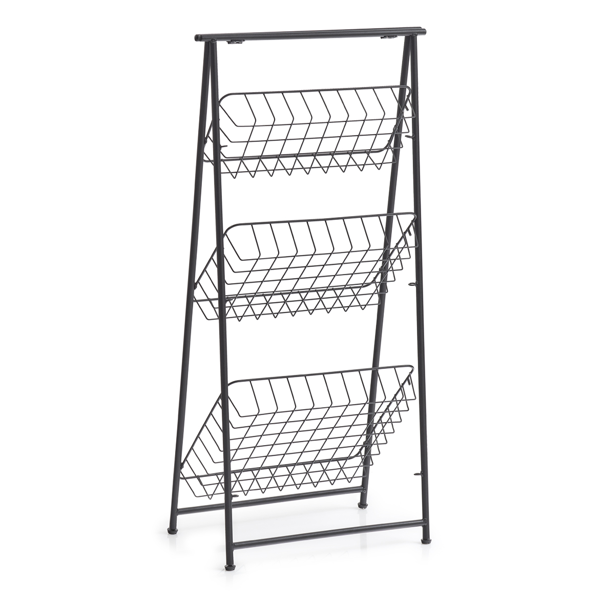 Standregal, Metall lackiert, 43x30x90 cm. Farbe: schwarz. Praktisch und im modernen Industrial-Design kommt dieses Standregal daher.