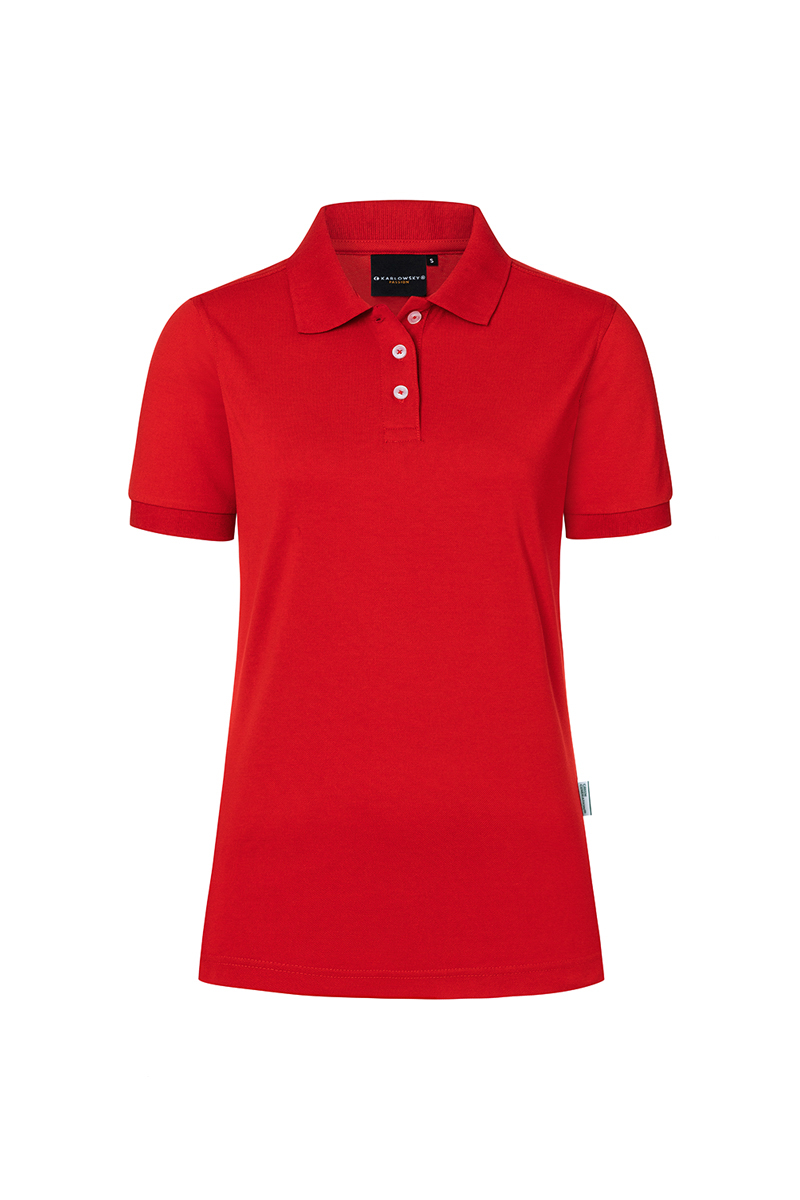 Damen Workwear Poloshirt Modern-Flair, aus nachhaltigem Material , GR. XL , Farbe: rot , von Karlowsky