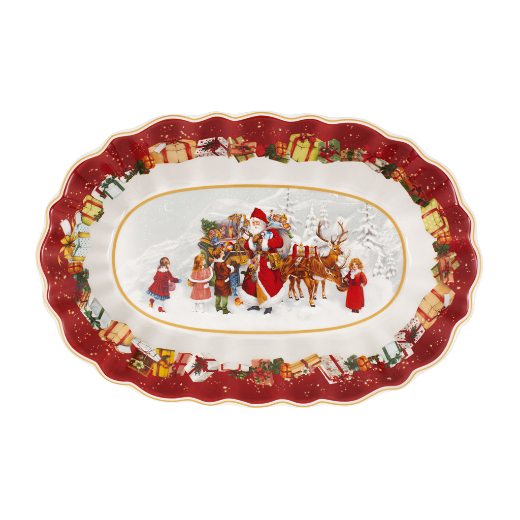 Villeroy und Boch Schale oval groß, Santa u Kinder - Maße: 30,3 x 19,8 x 4,9 cm / Ser.: Toy's Fantasy