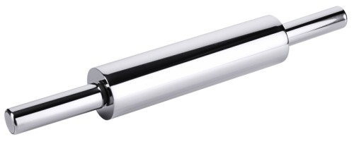 Teigrolle ganz aus Edelstahl 18/10, hochglänzend, bewegliche Griffe, gekühlt für Butterteig oder angewärmt für Hefeteig zu
