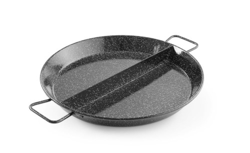 Paella-Pfanne, 2 Fächer, 430x47 mm, Emaille. Von Hendi