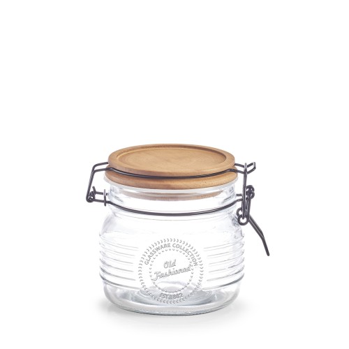 Vorratsglas, Glas; Metall; Holz, Ø10,8x11,2 cm. Farbe: transparent. Fassungsvermögen: 500 ml. Dieses Vorratsglas besitzt einen unverwechselbaren