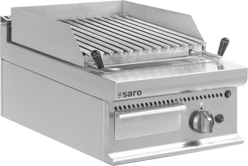 SARO Gas-Lavasteingrill Tisch Modell E7/BS1BB Made in Europe - Material: Edelstahl - Edelstahlrost mit V-Profil - Edelstahl