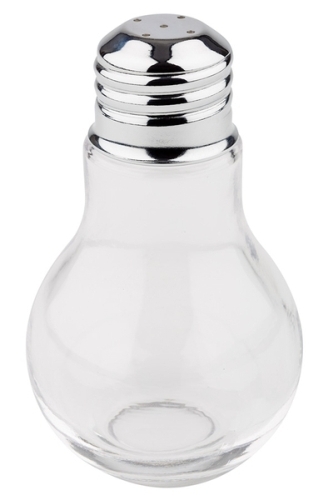 Salz und Pfefferstreuer Ø 6 cm, H: 10 cm Behälter aus Glas Deckel aus 18/8 Edelstahl Form: Glühbirne 2er Set