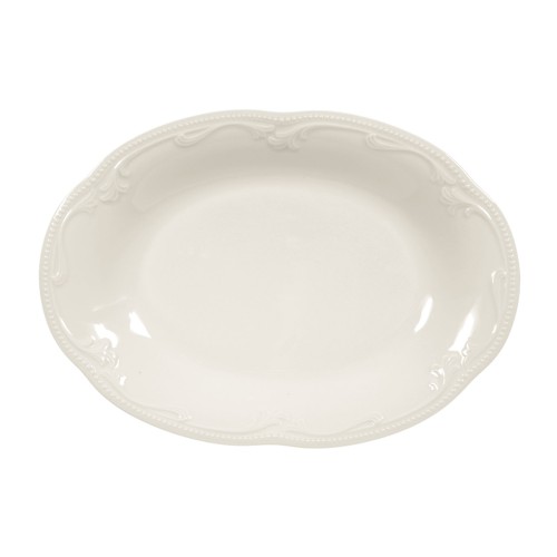 Seltmann Servierplatte oval 23,5x16,5 cm, oval mit Relief, Form: Rubin, weiss cream, hohe Kantenschlagfestigkeit, Made in Germany