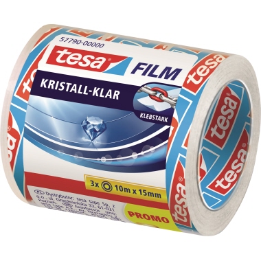 tesa® Klebefilm tesafilm® kristall-klar 15 mm x 10 m (B x L) nicht beidseitig klebend ohne Lösungsmittel Polypropylen 3 Rl./Pack.