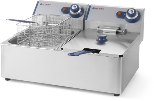 HENDI Friteuse Blue Line - Inhalt: 2x6 Liter - 230 V - 2x3300 W - 550x430x(H)290 mm