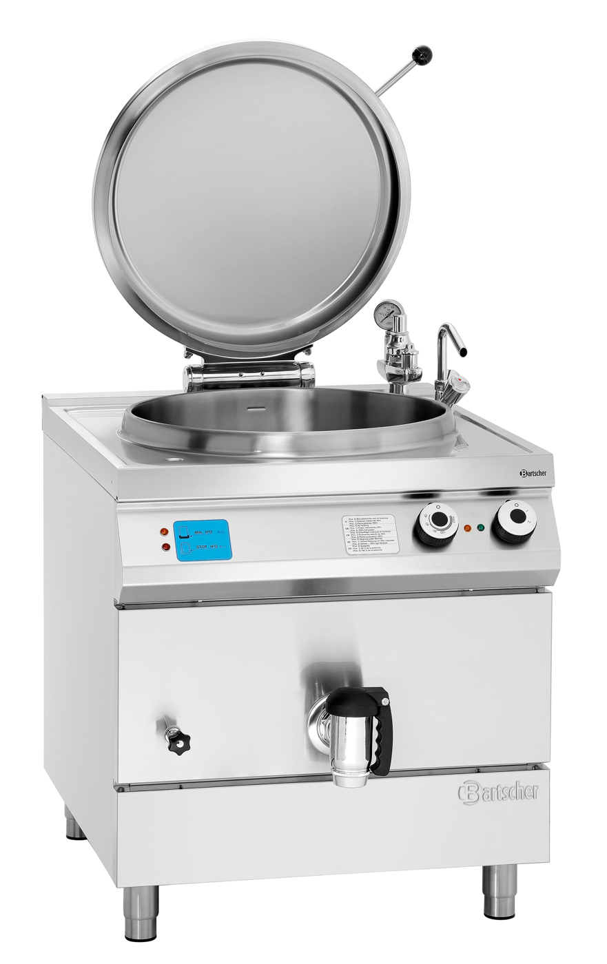 Bartscher Elektro-Kochkessel, 135L |Eigenschaften: Automatische Füllstandskontrolle |Maße: 80 x 90 x 90,0 cm. Gewicht: 145,8 kg