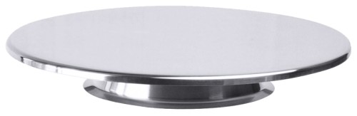 Tortenträger mit flachem, breitem Fuß, aus Edelstahl, seidenmatt, mittelschwere Qualität Durchmesser: 30 cm, Höhe: 5,5 cm [Hierzu passende