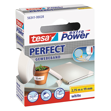 tesa® Gewebeband extra Power® Perfect Innenbereich, Außenbereich 19 mm x 2,75 m (B x L) weiß