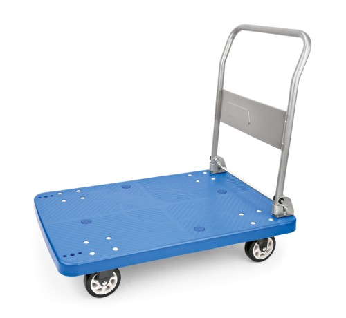 Plattformwagen. Griffe mit Pulverbeschichtung/Platte aus Polypropylen. 4 Rollen, davon 2