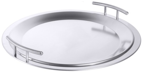 Tablett, rund ganz aus Edelstahl 18/10, hochglänzend poliert, stapelbar Durchmesser: 46 cm, Höhe: 2 cm