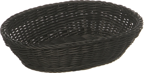 Korb, oval 25 x 19 cm, H: 6,5 cm Polypropylen, schwarz -PROFI LINE- spülmaschinengeeignet bruchsicher stapelbar