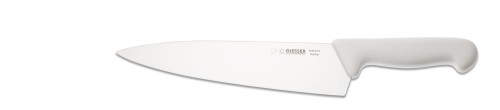 Giesser Kochmesser mit 23 cm Klingenlänge, breite Form, weßer Griff, Klinge aus hochwertigem Chrom-Molybdän-Stahl