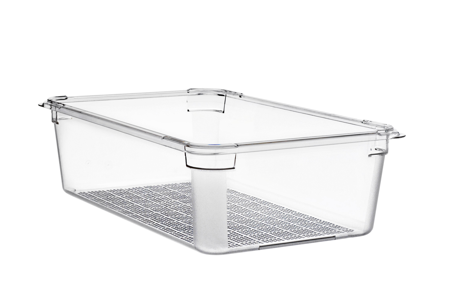 ARAVEN perforierter Polycarbonat Behälter GN 1/1 150mm Höhe und 20 Liter Fassungsvermögen, durchsichtig