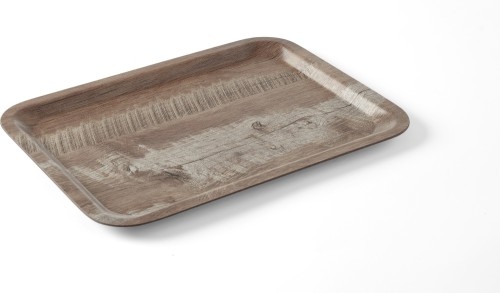 HENDI Serviertablett Melamin mit Holzoptik Druck - Farbe: Eiche dunkel - 240x350 mm