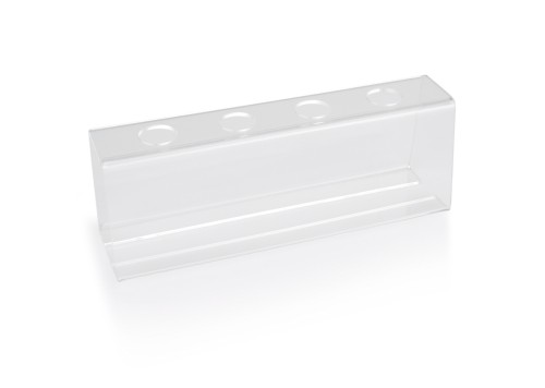 Eistütenhalter. Acryl. 4 Löcher á 25 mm. Maße: 25 x 9 x 7 LxBxH.