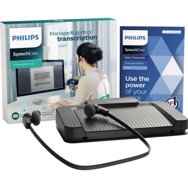 Philips Wiedergabeset LFH7177 USB Windows® Philips SpeechExec Transkriptionsoftware 2 Jahres Lizenz, ergonomischer