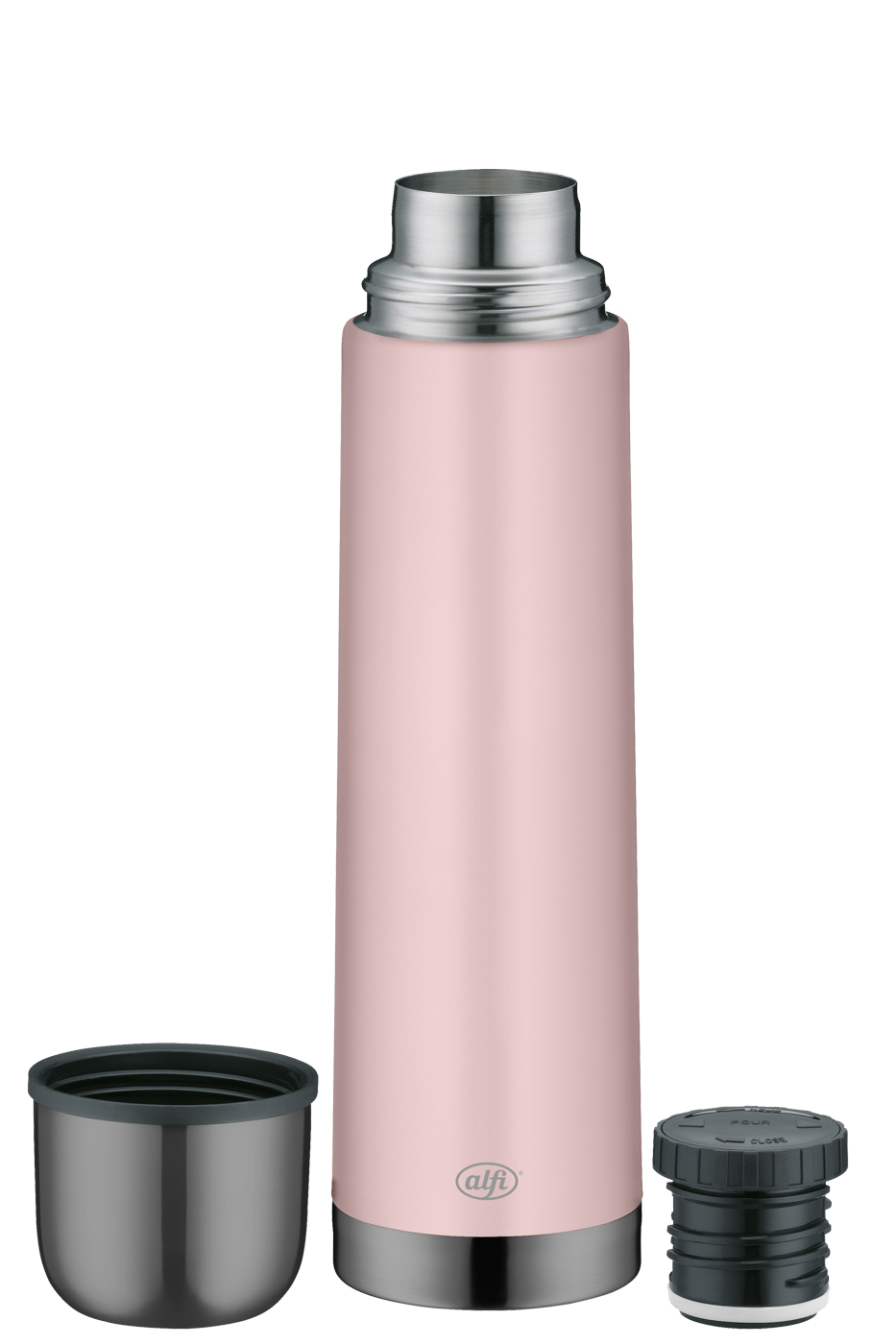 Isolierflasche Eco pastel rose 0,75 l; doppelwandiger Edelstahl lackiert; Premium-Isolierleistung hält 12 h heiß und 24 h