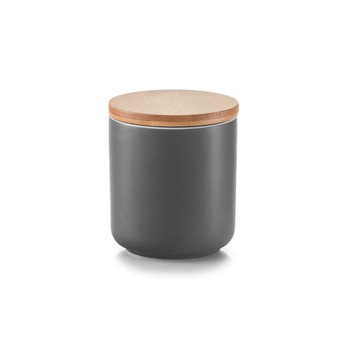 Zeller Gewürzdose m. Bamboodeckel, 200 ml, Keramik, anthrazit Ø7,5x8,5 cm