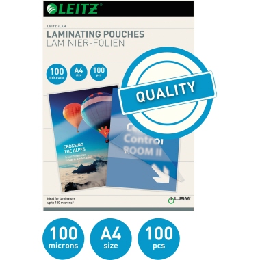 Leitz Laminierfolientasche 216 x 303 mm (B x H) DIN A4 100µm glänzend 100 St./Pack.