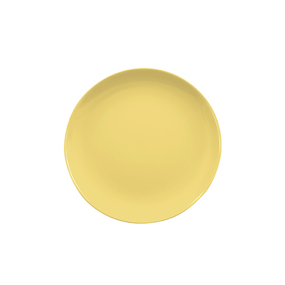 Teller flach coup 21 cm - Form: Baristar - Dekor, 79923 hellgelb - aus Porzellan. Hersteller:, Eschenbach. "Made in Germany".