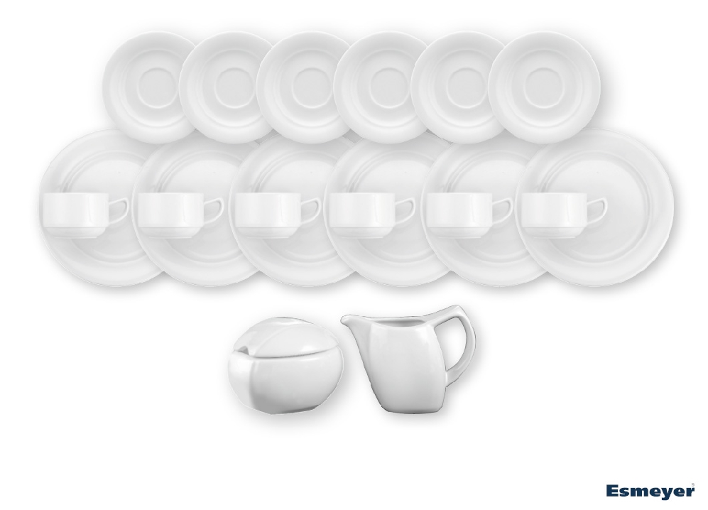 20-teiliges Kaffeeservice / Sparset AVANTI GUSTO SchönwaldPorzellan. Je 6 Obertassen 18cl stapelbar 6 Untertassen, Dessertteller, 1 Gießer,Zuckerdose