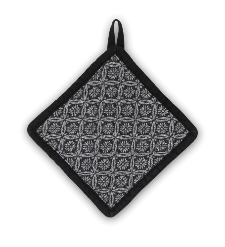 Kela Topflappen Gianna aus 100% Baumwolle, weiß-schwarz, ca. 200mm x 200mm (L x B)