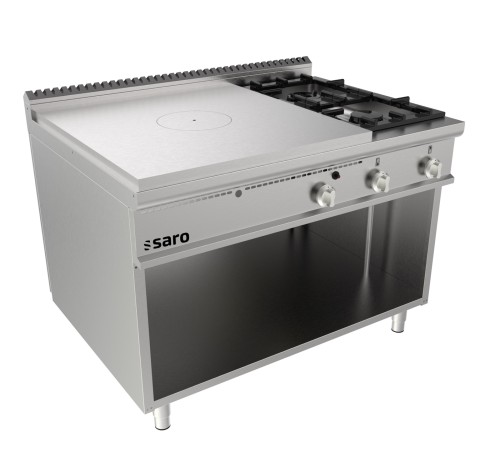 SARO Glühplattenherd offener Unterbau +2 Brenner Modell LQ / TPG6BA Made in Europe - Schweres robustes Edelstahl AISI 304 - 12 mm starke