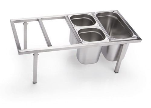 GN Buffetgestell. Chromnickelstahl. einreihig, mit rutschhemmenden Füßen, passend für 4