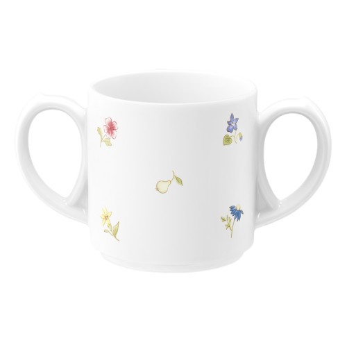 Seltmann Becher mit 2 Henkel 0,28 l, rund, Form: Community, Dekor: 57391 Streublume, hohe Kantenschlagfestigkeit, Made in Germany
