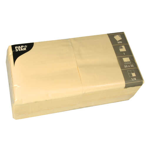 500 Servietten, 1-lagig 1/4-Falz 33 cm x 33 cm creme von PAPSTAR