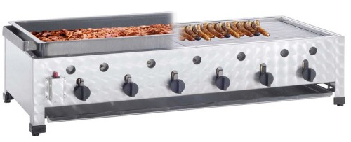 NEUMÄRKER Gas-Kombi-Tischbräter - 6 Brenner nur für Propan-/Butangas 1145x530x280 mm