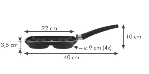 Bratpfanne 4 Eier PREMIUM, 22x22 cm