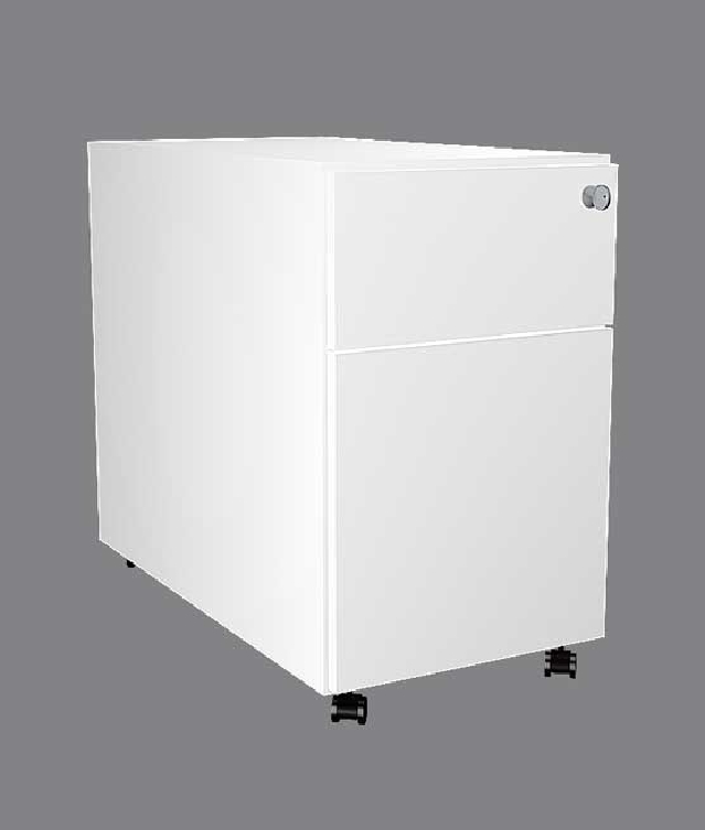 Rollcontainer MODUS, Farbe: weiss, Maße: 42 x 80 x 58 cm, mit Zentralschloss, 1 Stahlschublade, 1 Hängeregistraturauszug,