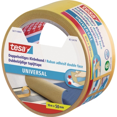 tesa® Klebeband Universal 50 mm x 10 m (B x L) beidseitig klebend Polypropylen weiß