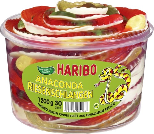 Haribo Riesenschlangen, Dose a 30 Stück