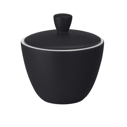 Seltmann Zuckerdose 0,26 l, rund, Form: Coup Fine Dining, Dekor: 57350 schwarz, hohe Kantenschlagfestigkeit, Made in Germany