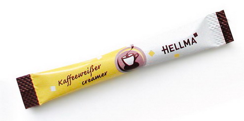 Hellma Kaffeeweißer-Sticks, Inhalt: 500 Stück à 2,5 g je Karton. Mindesthaltbarkeit: ca. 24 Wochen.