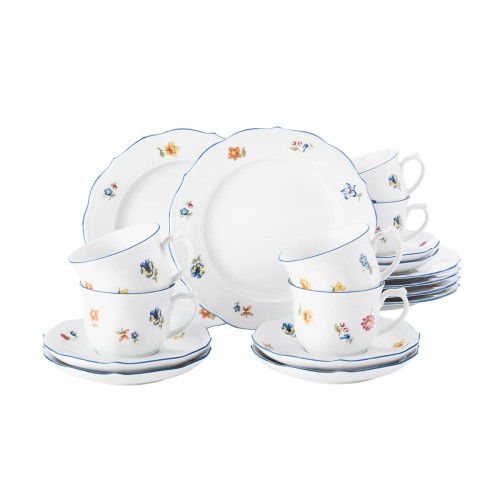 Seltmann Kaffeeservice 18-teilig, rund mit Relief, Form: Sonate, weiss4032 Nostalgie, hohe Kantenschlagfestigkeit, Made in Germany