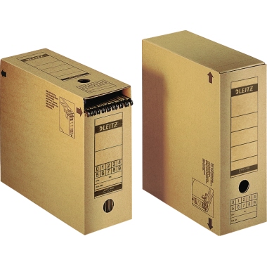 Leitz Archivbox Premium 12 x 27 x 32,5 cm (B x H x T) DIN A4 mit Archivdruck Wellpappe recycelt/Natronpapier, kaschiert naturbraun