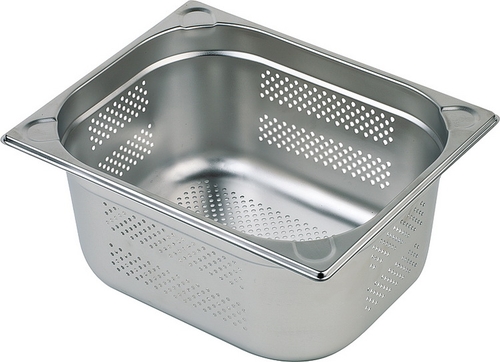 GN 1/1 Behälter, perforiert 53 x 32,5 cm, Tiefe: 40 mm Edelstahl, 5 Liter (nur Bodenlochung) spülmaschinengeeignet stapelbar