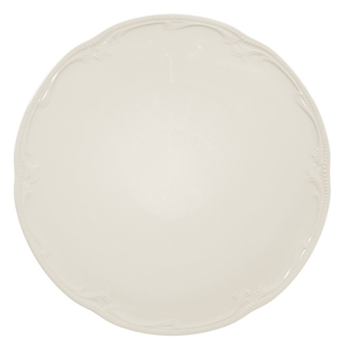 Seltmann Tortenplatte 32 cm, rund mit Relief, Form: Rubin, weiss cream, hohe Kantenschlagfestigkeit, Made in Germany