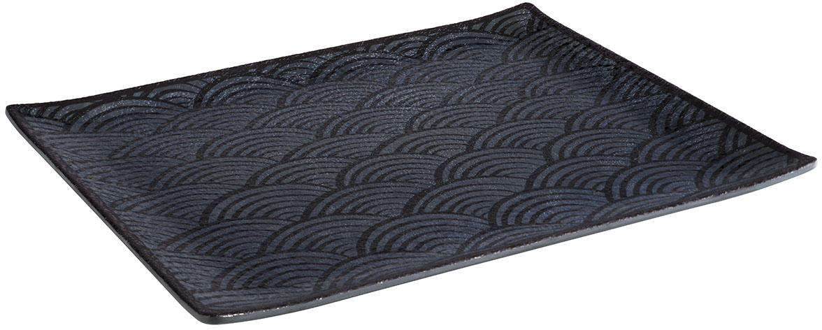 GN 1/2 Tablett -DARK WAVE- 32,5 x 26,5, H: 2 cm Melamin innen: Dekor außen: schwarz spülmaschinengeeignet stapelbar nicht
